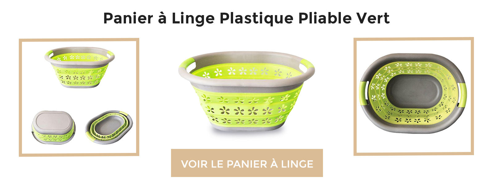 bannière Panier à Linge Plastique Pliable Vert