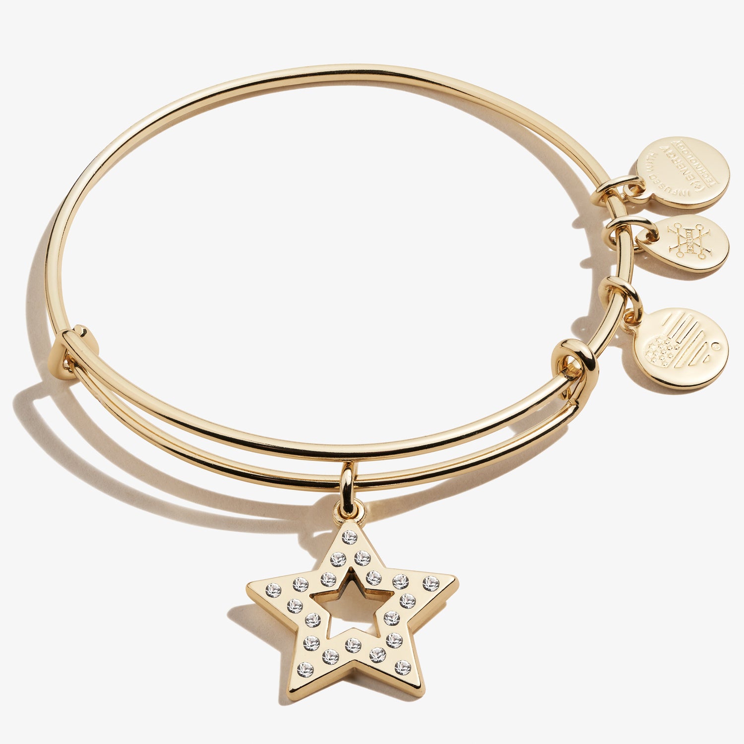 Pave Star Charm Bangle, Shiny Gold, Alex and Ani