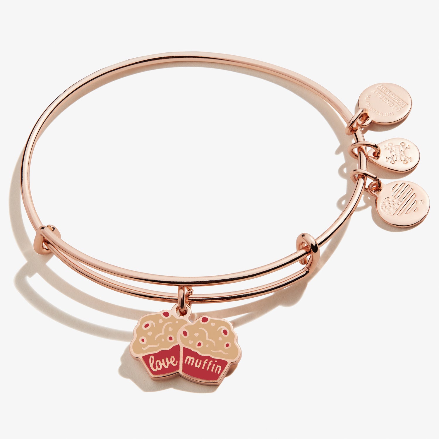 'Love Muffin' Charm Bangle, Shiny Rose Gold, Alex and Ani