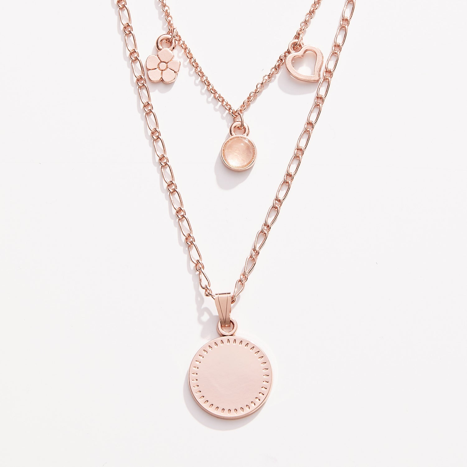 Engravable Joy + Love Multi-Charm Layered Necklace