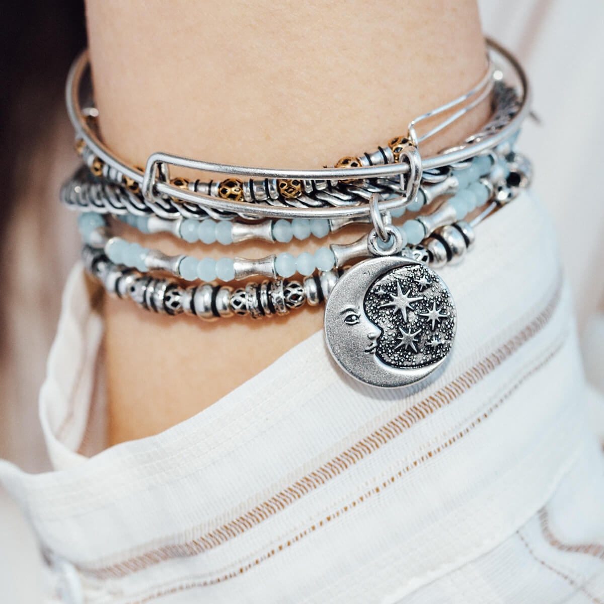 Moon + Star Charm Bangle