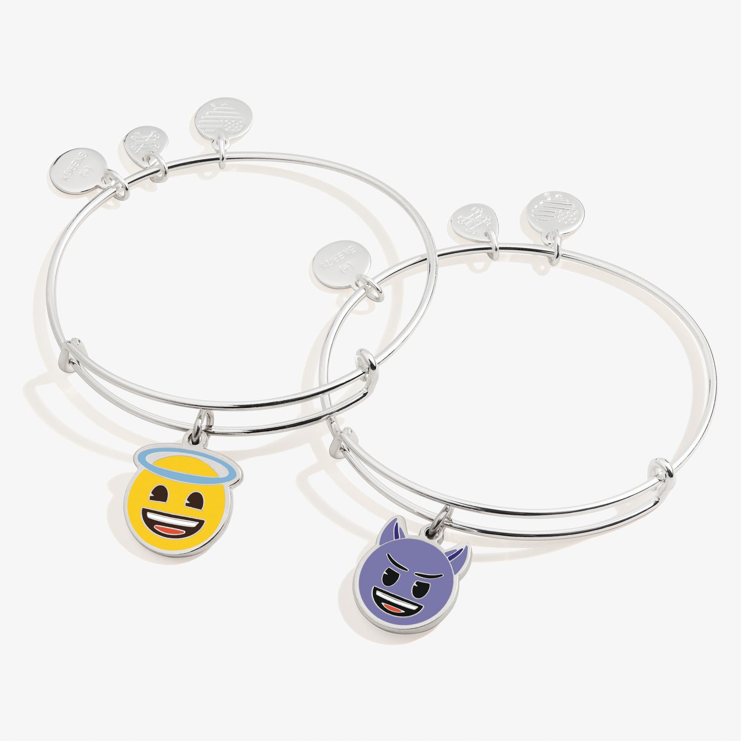 Angel and Devil Emoji Charm Bangles, Set of 2