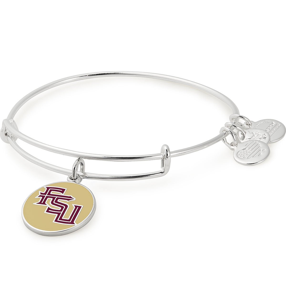 Florida State University Logo Charm Bangle, Shiny Silver, Alex and Ani