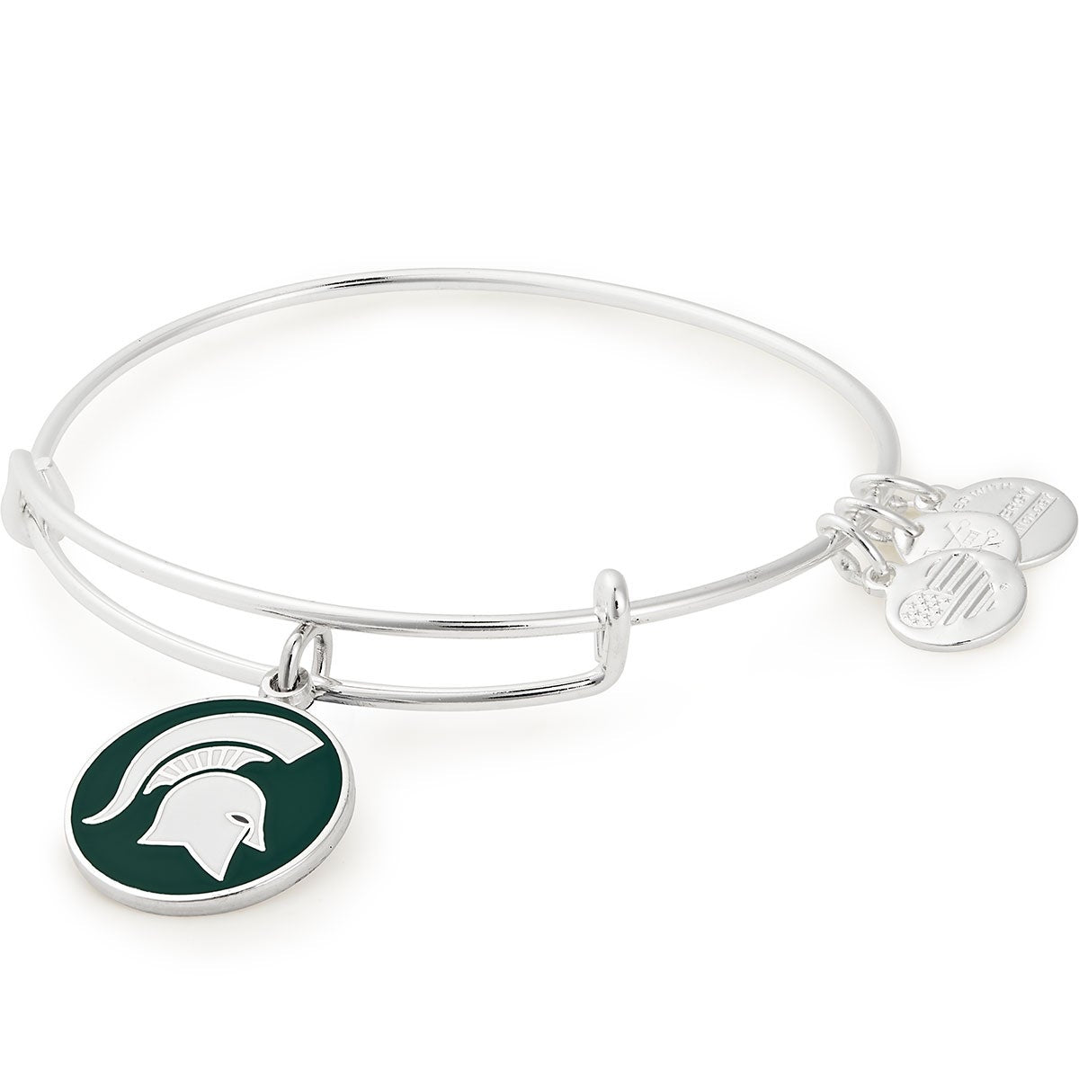 Michigan State University Logo Charm Bangle, Shiny Silver, Alex and Ani