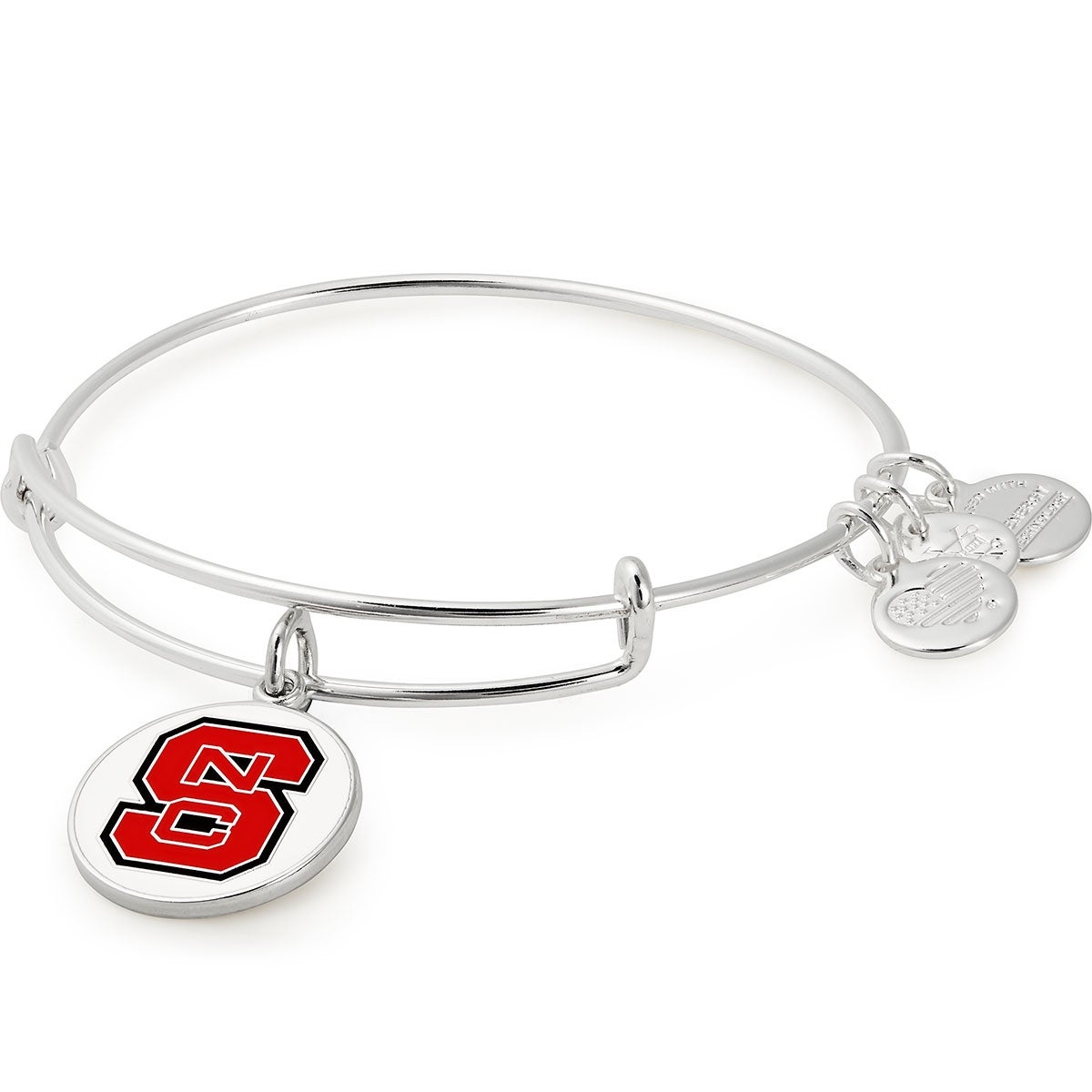 North Carolina State University Logo Charm Bangle, Shiny Silver, Alex and Ani