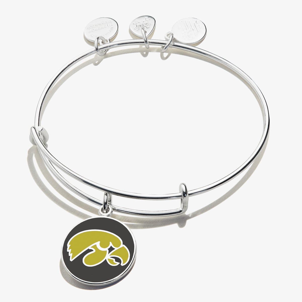 University of Iowa Logo Charm Bangle, Shiny Silver, Alex and Ani