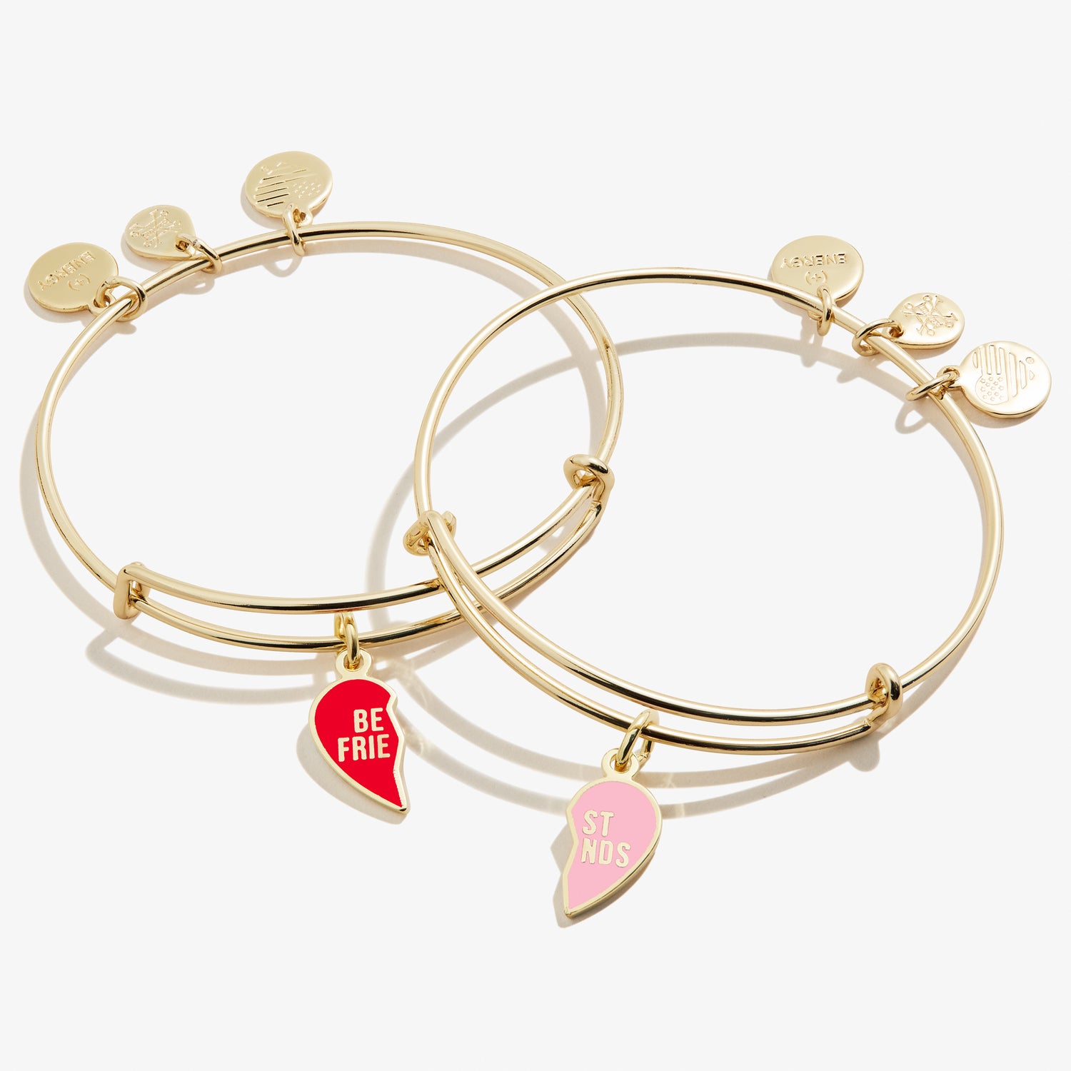 Best Friend Charm Bangles, Pink + Red, Set of 2