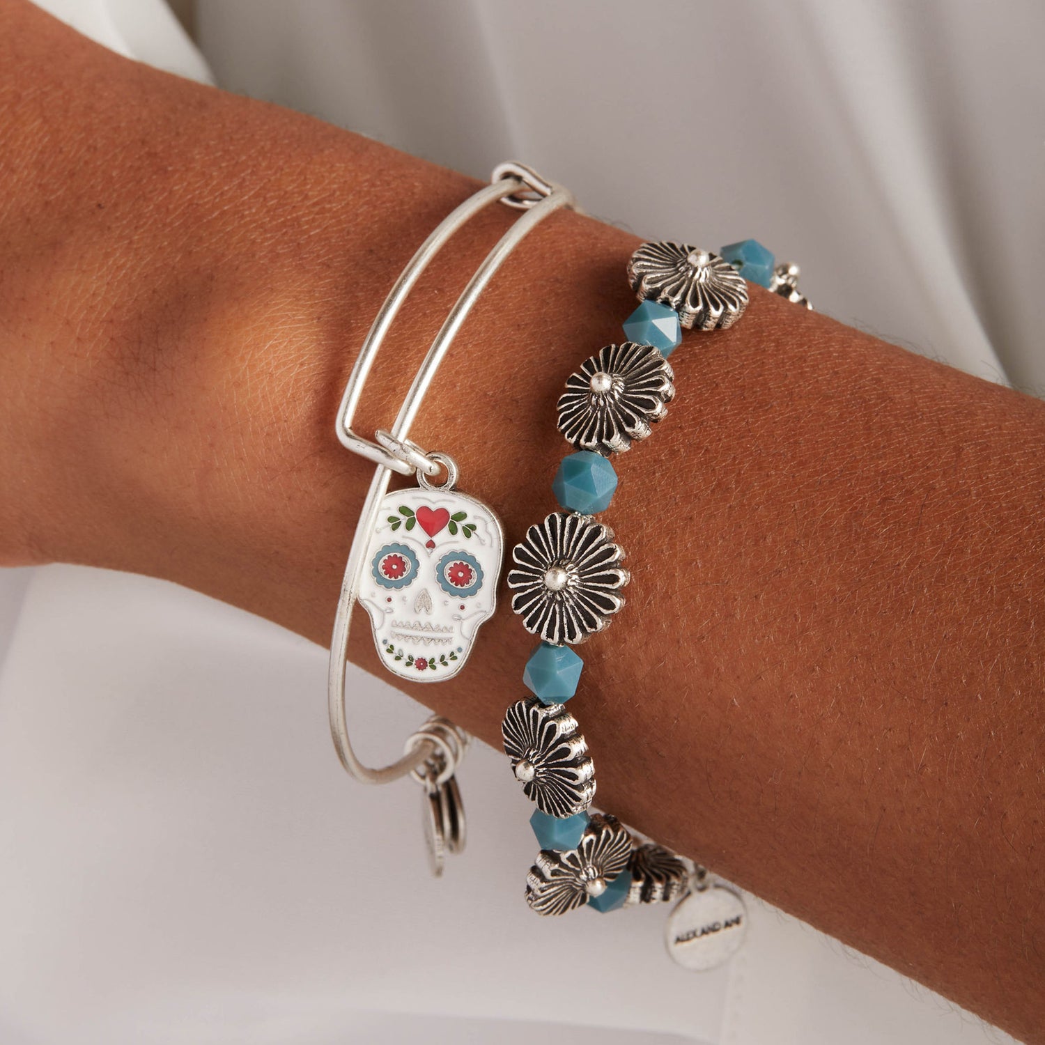 Calavera Charm Bangles, Set of 2