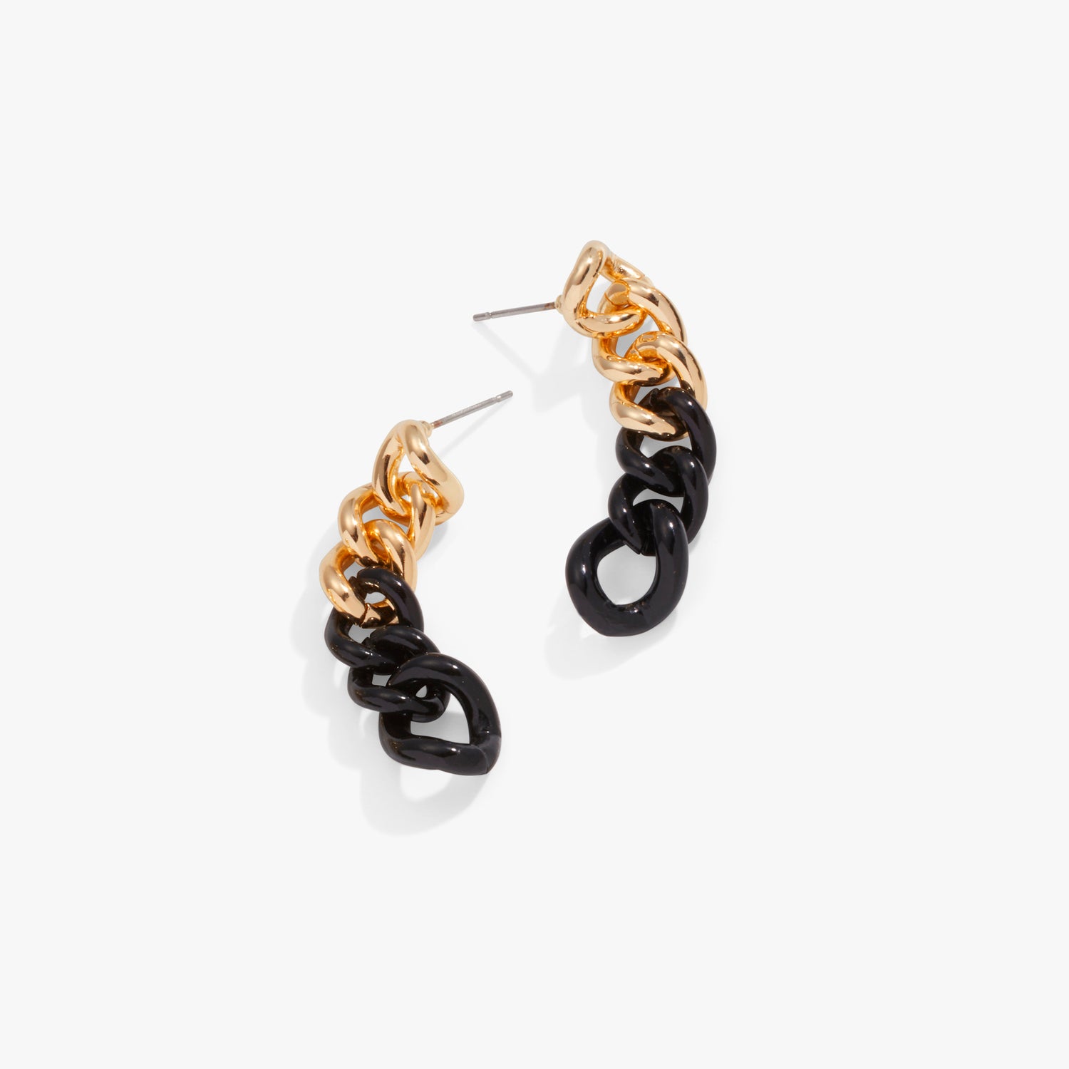 Color Block Chain Earrings, Black