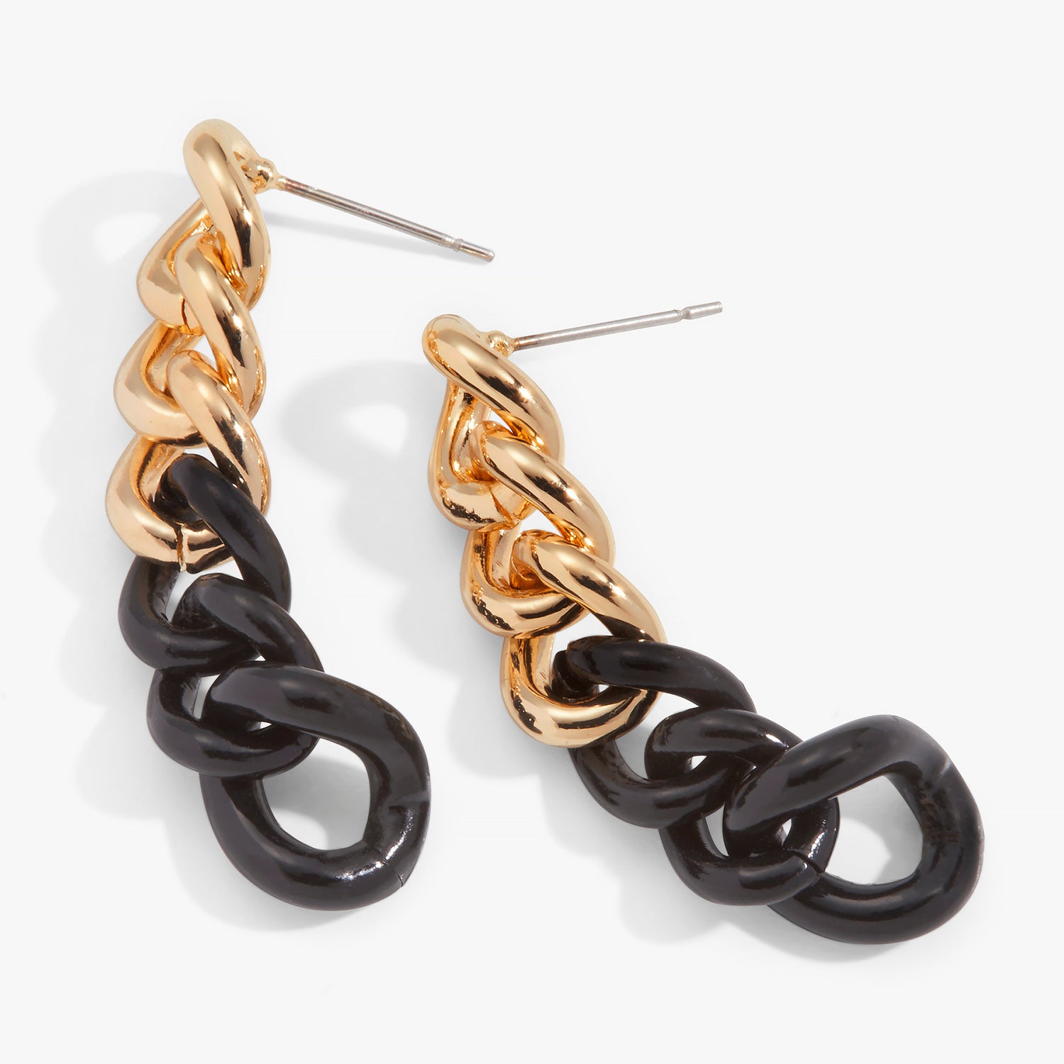 Color Block Chain Earrings, Black