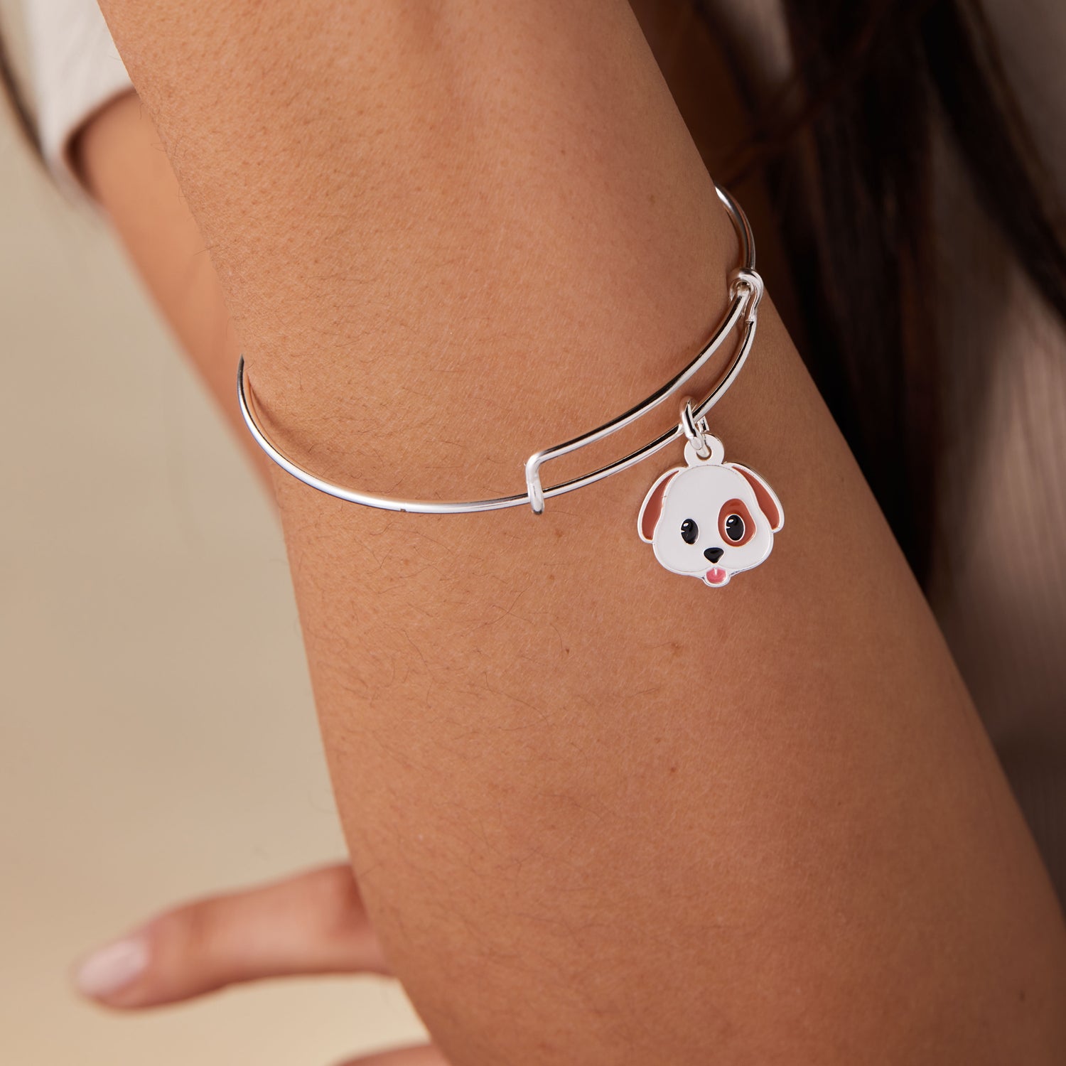 Dog Emoji Charm Bangle Bracelet