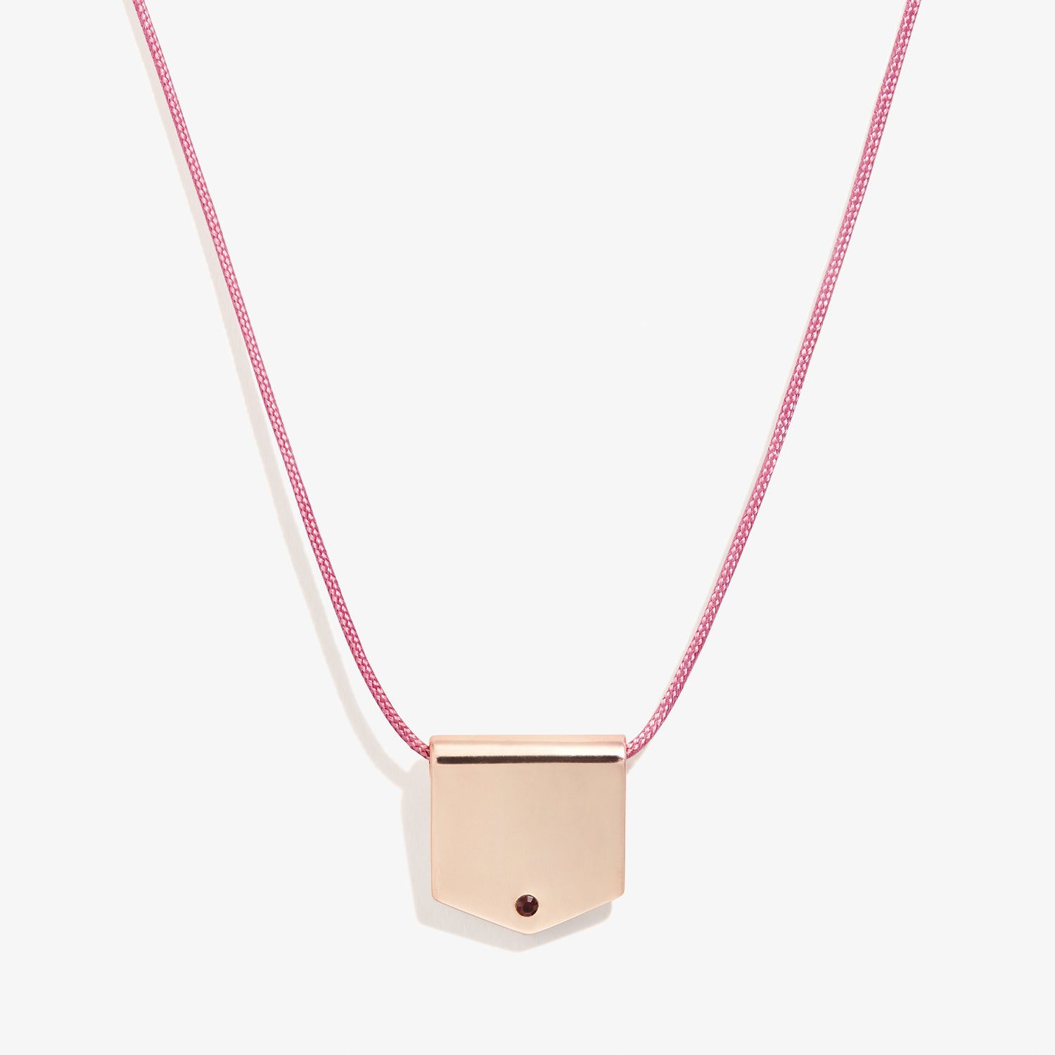 Engravable Shield Cord Necklace, Mauve