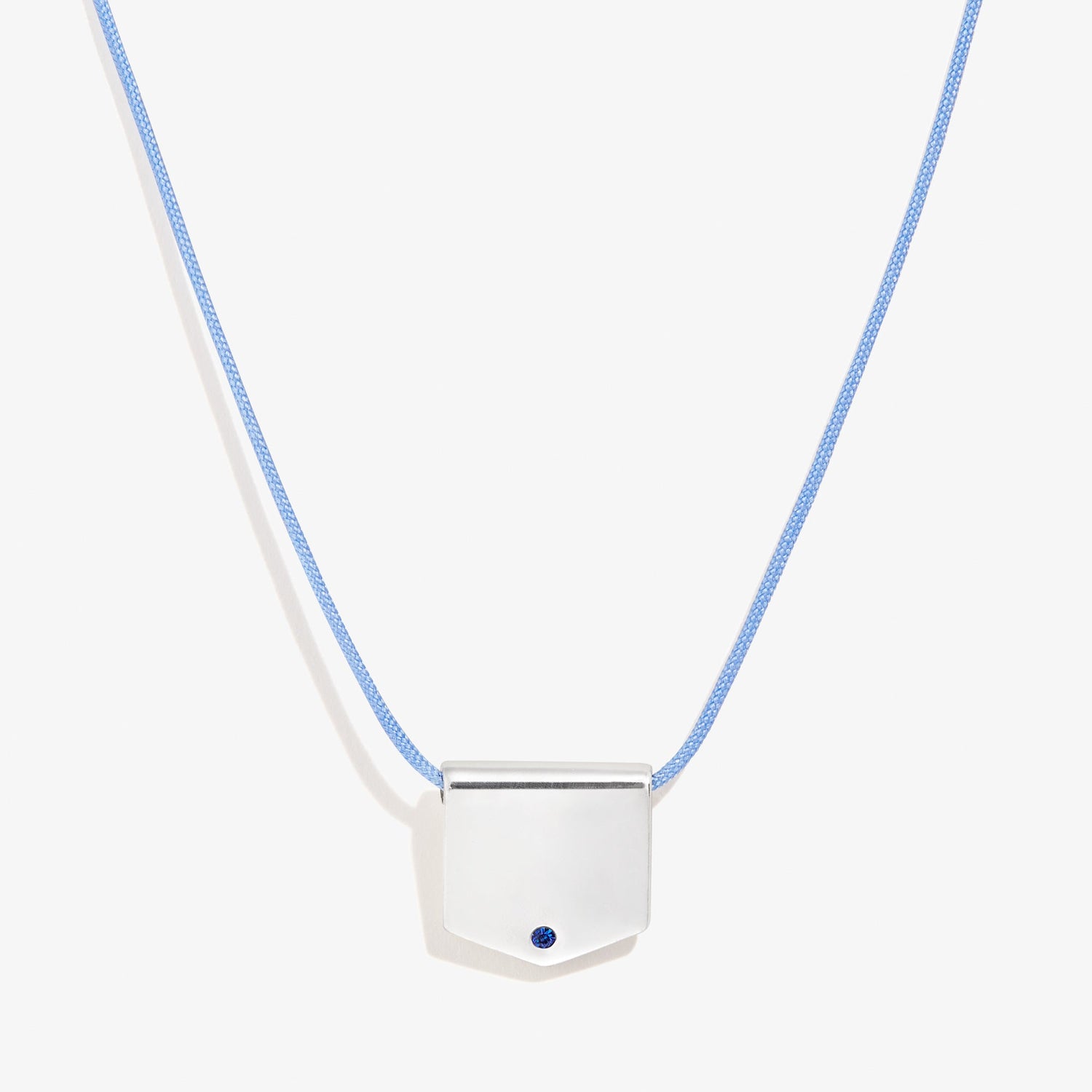 Engravable Shield Cord Necklace, Sky Blue