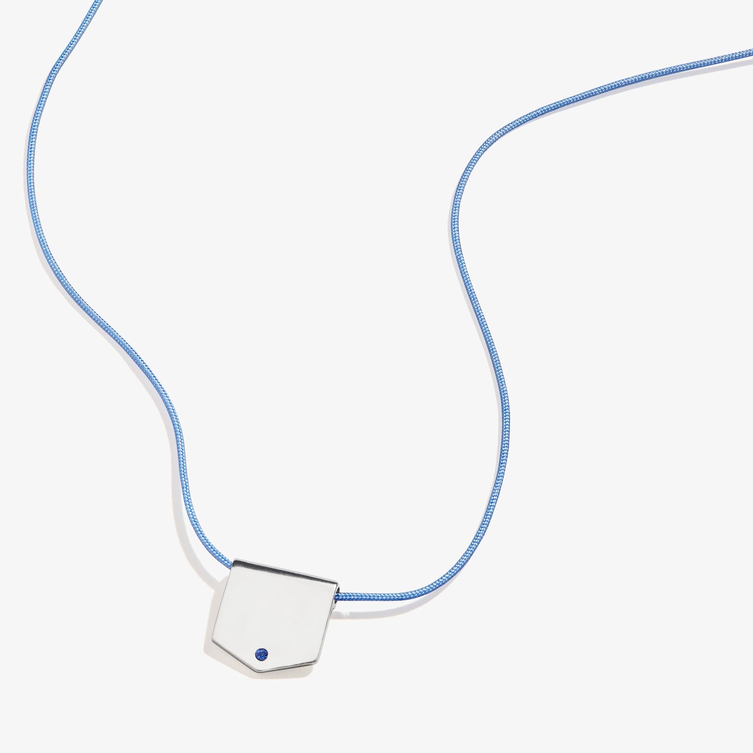 Engravable Shield Cord Necklace, Sky Blue