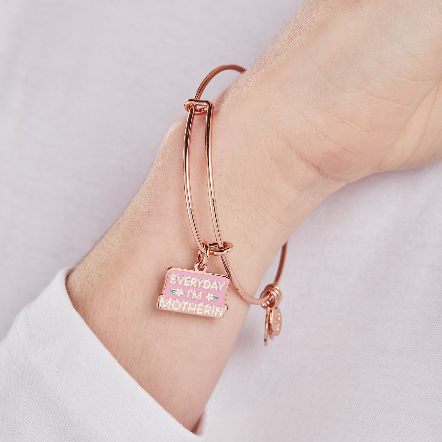 'Everyday I'm Motherin' Charm Bangle Bracelet