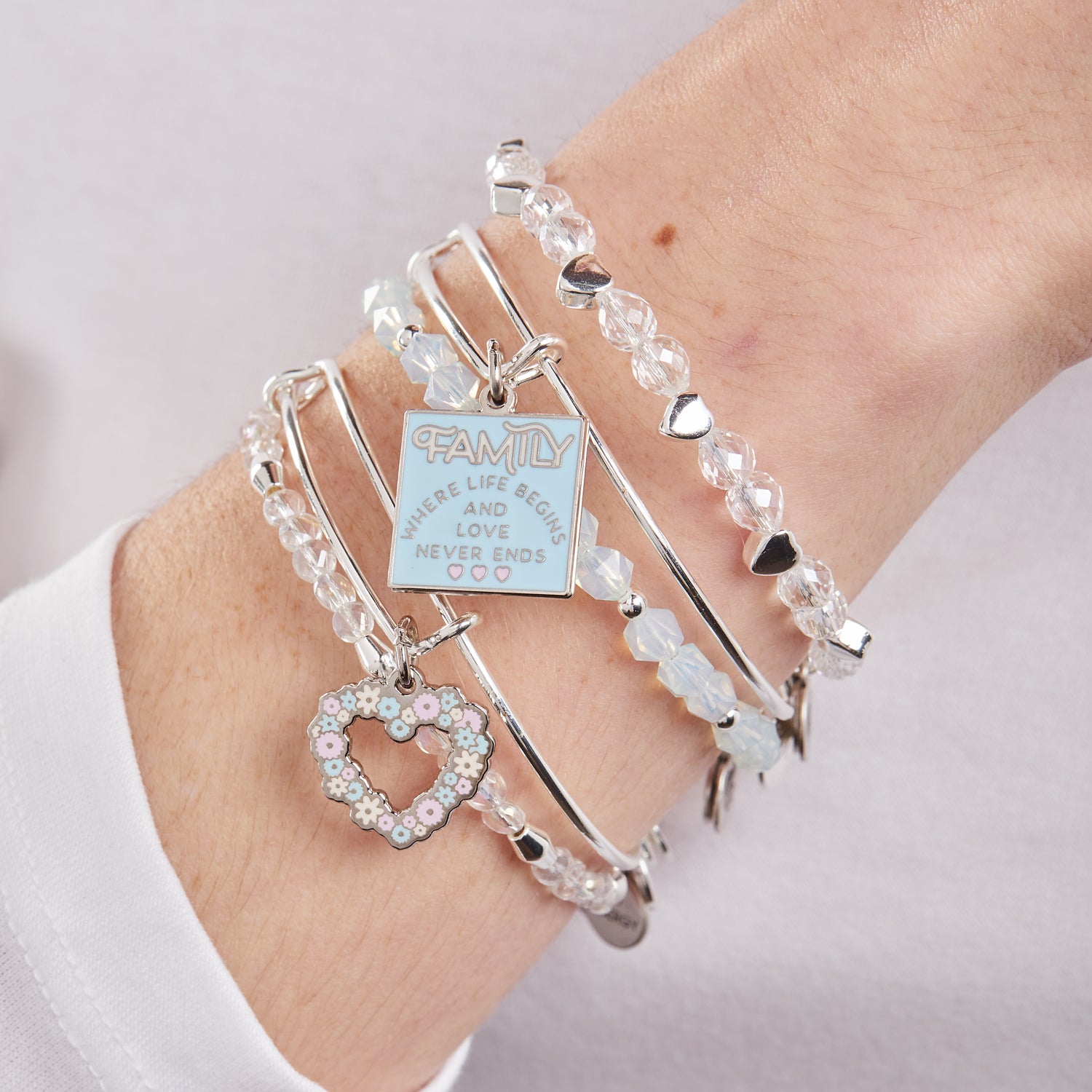 Family Life Charm Bangle, Set of 5