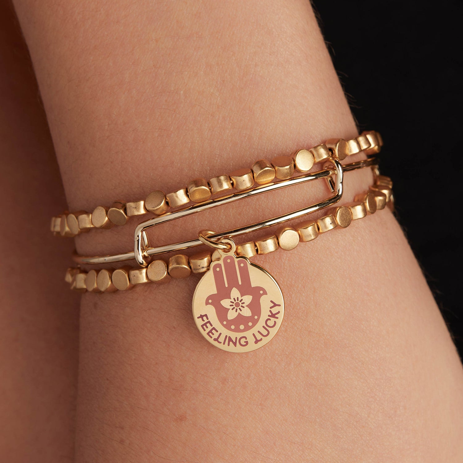 'Feeling Lucky' Hamsa Charm Bangle Bracelet