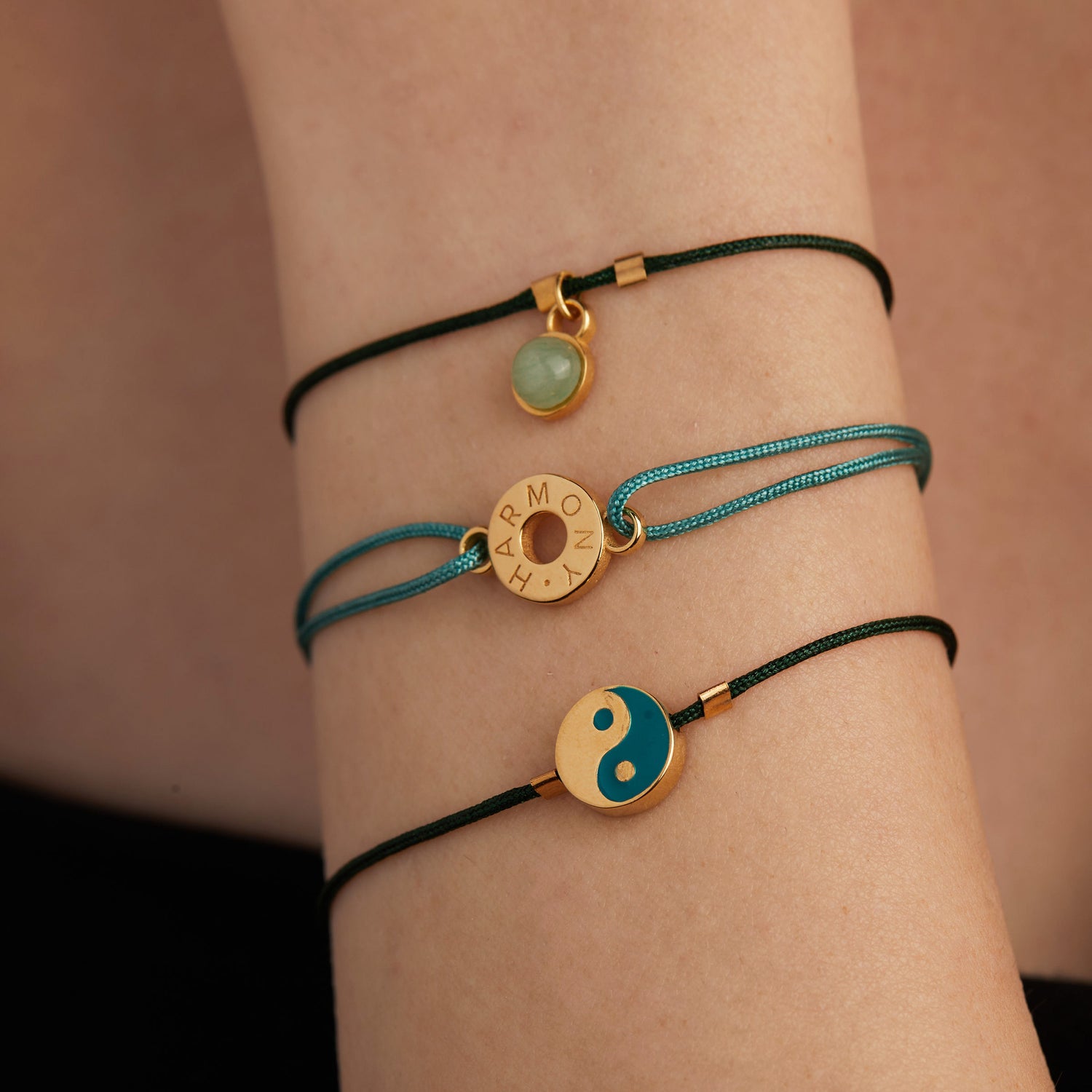 Harmony Yin Yang Cord Bracelets, Set of 3