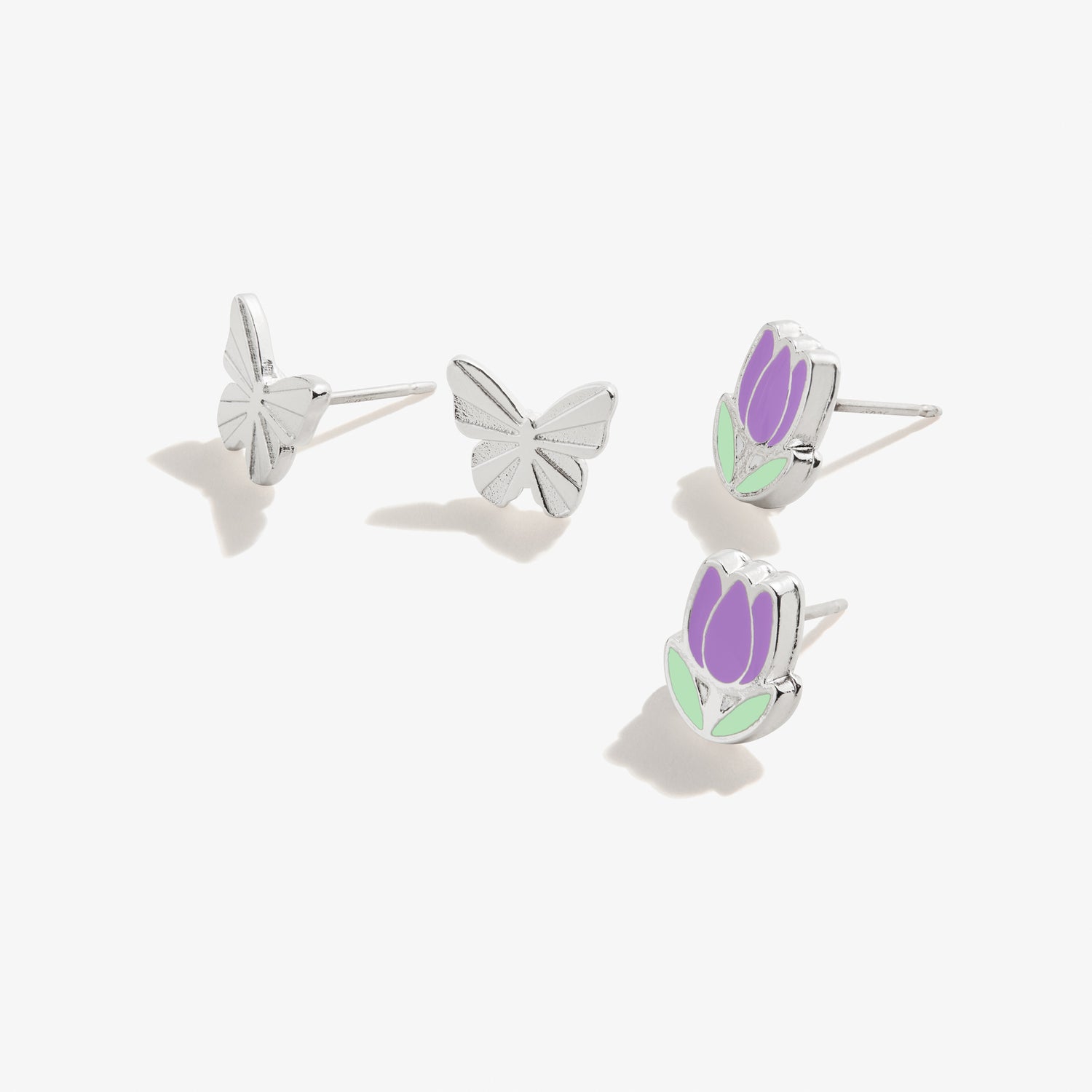 Happiness Flower + Butterfly Stud Earrings, Set of 2