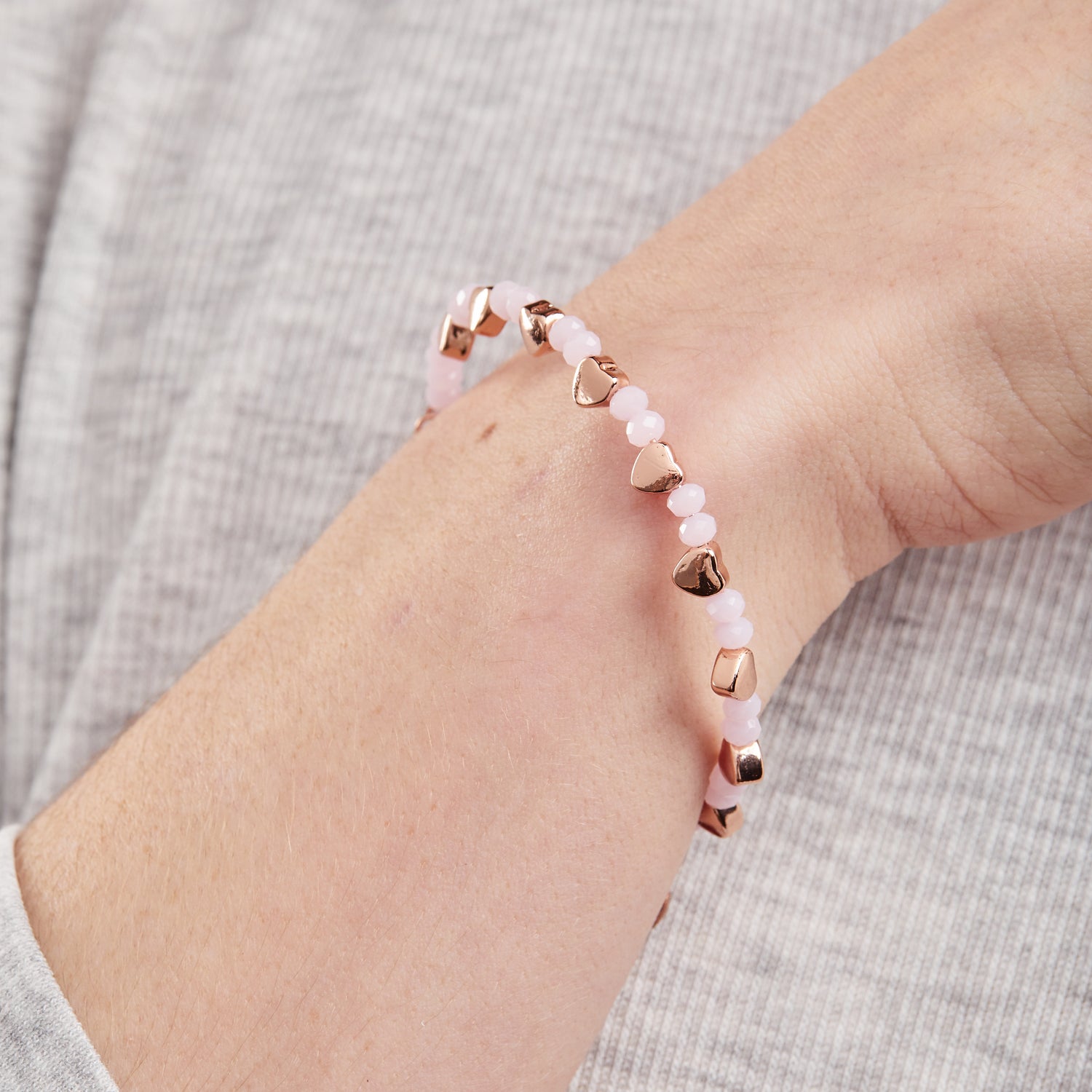 Heart Beaded Bangle, Pink