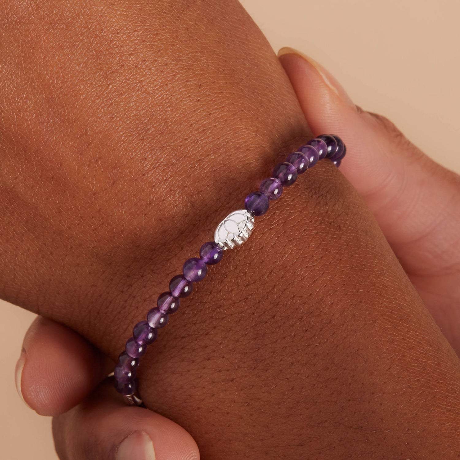 Lotus Amethyst Stretch Bracelet for Healing