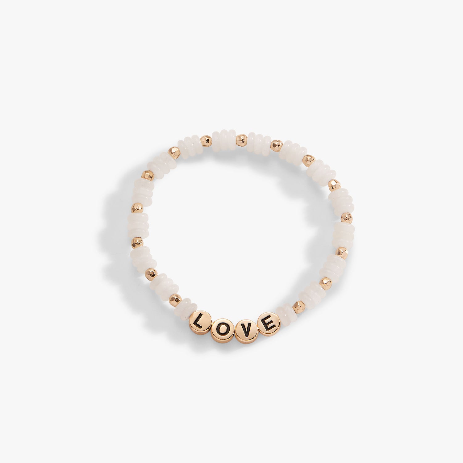 'Love' White Jade Stretch Bracelet