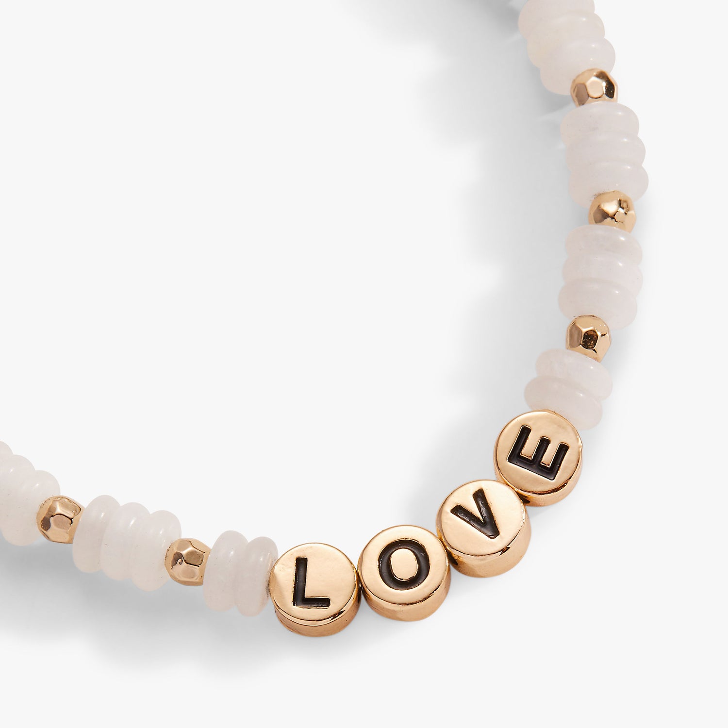 'Love' White Jade Stretch Bracelet