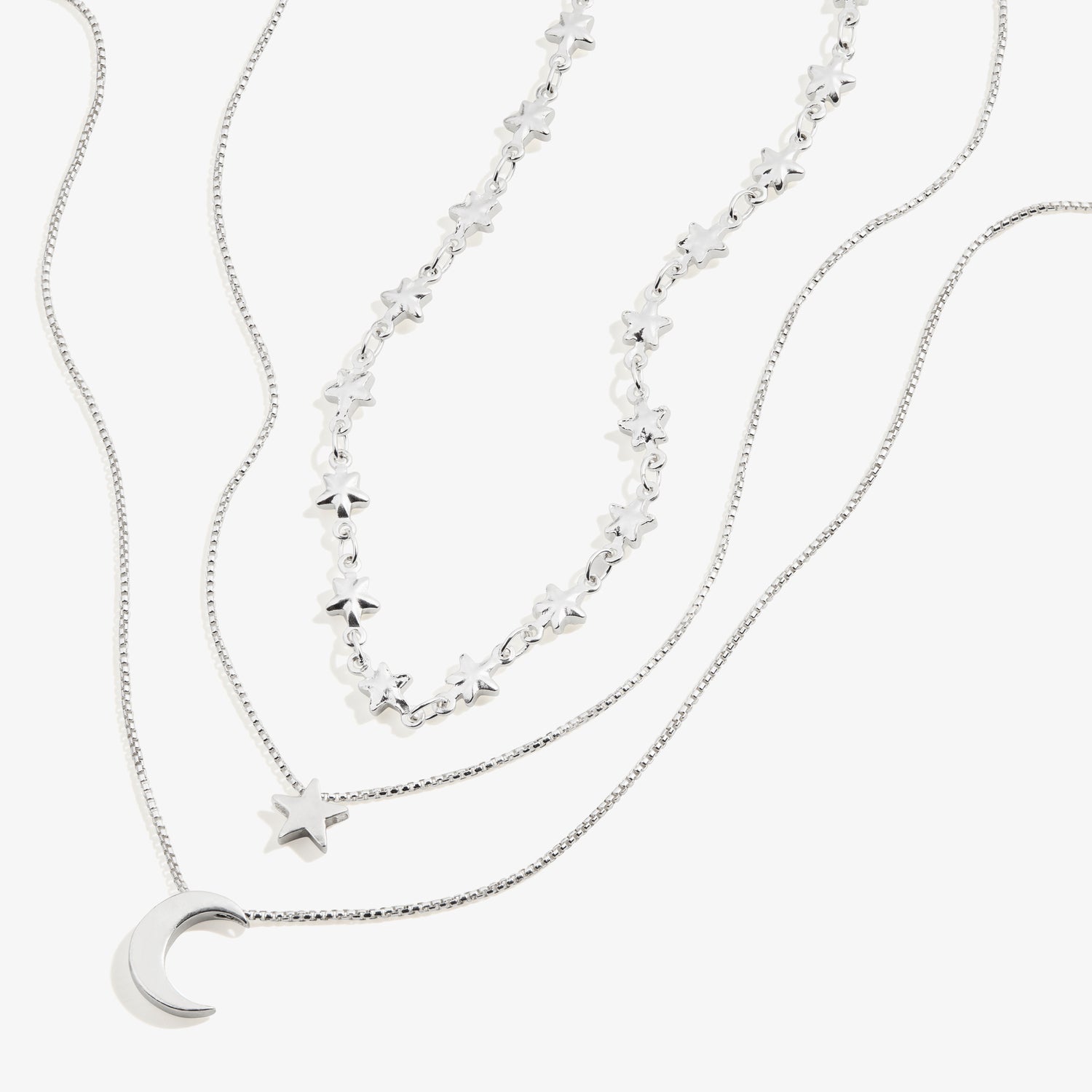 Moon and Star Layered Necklace Set