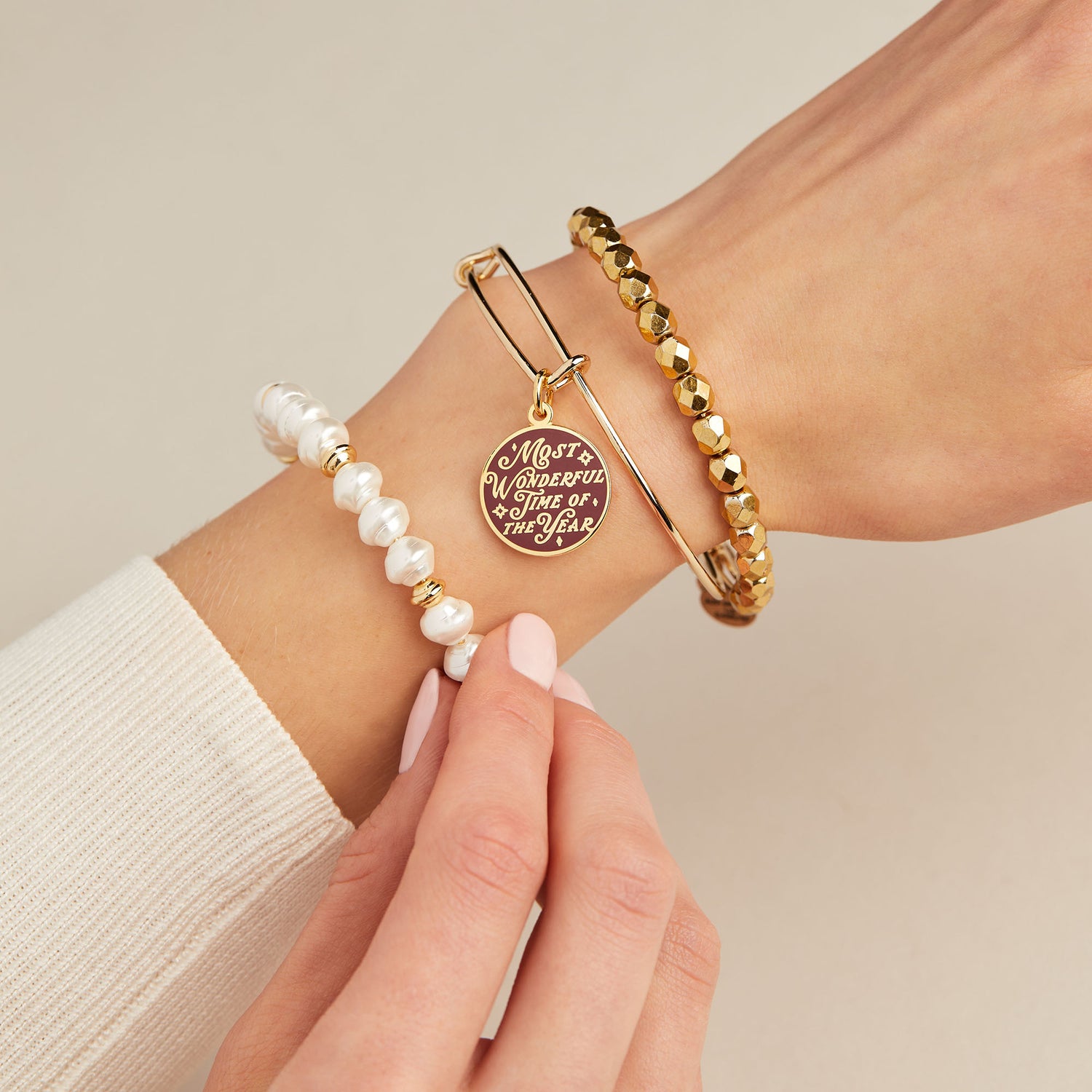 'Most Wonderful Time of the Year' Charm Bangle, Set of 3