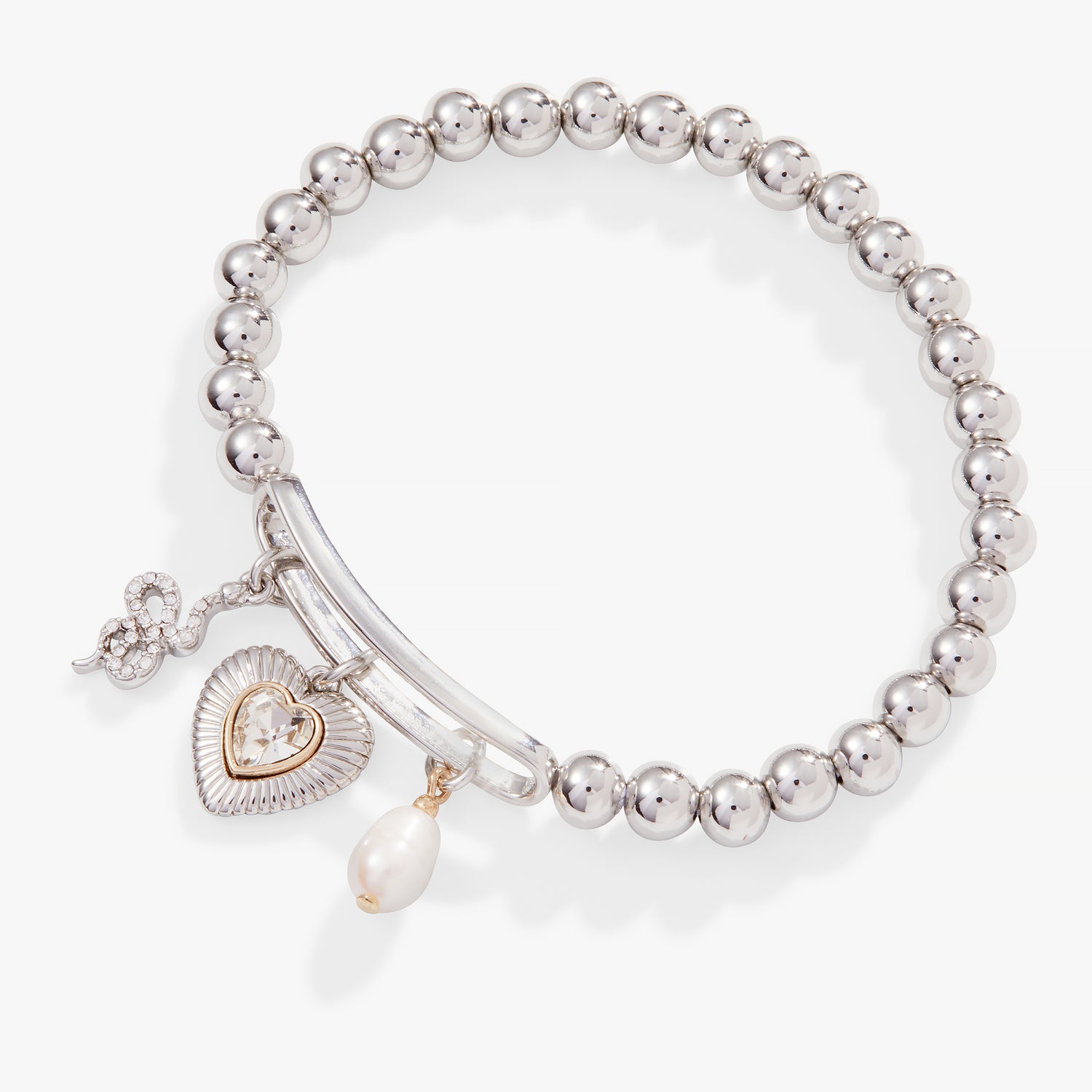 Pavé Heart + Pearl Stretch Bracelet