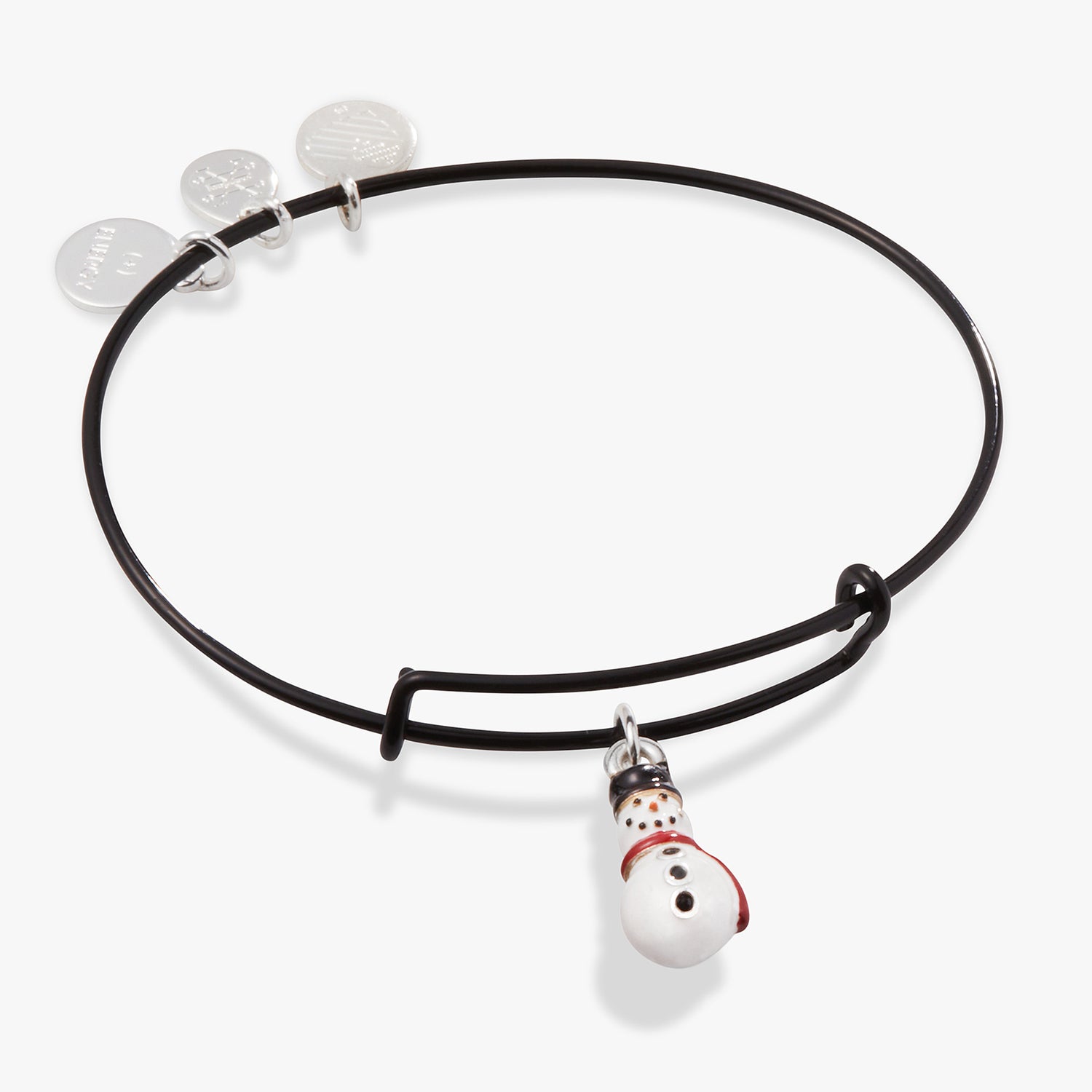 Snowman Charm Bangle Bracelet, Black