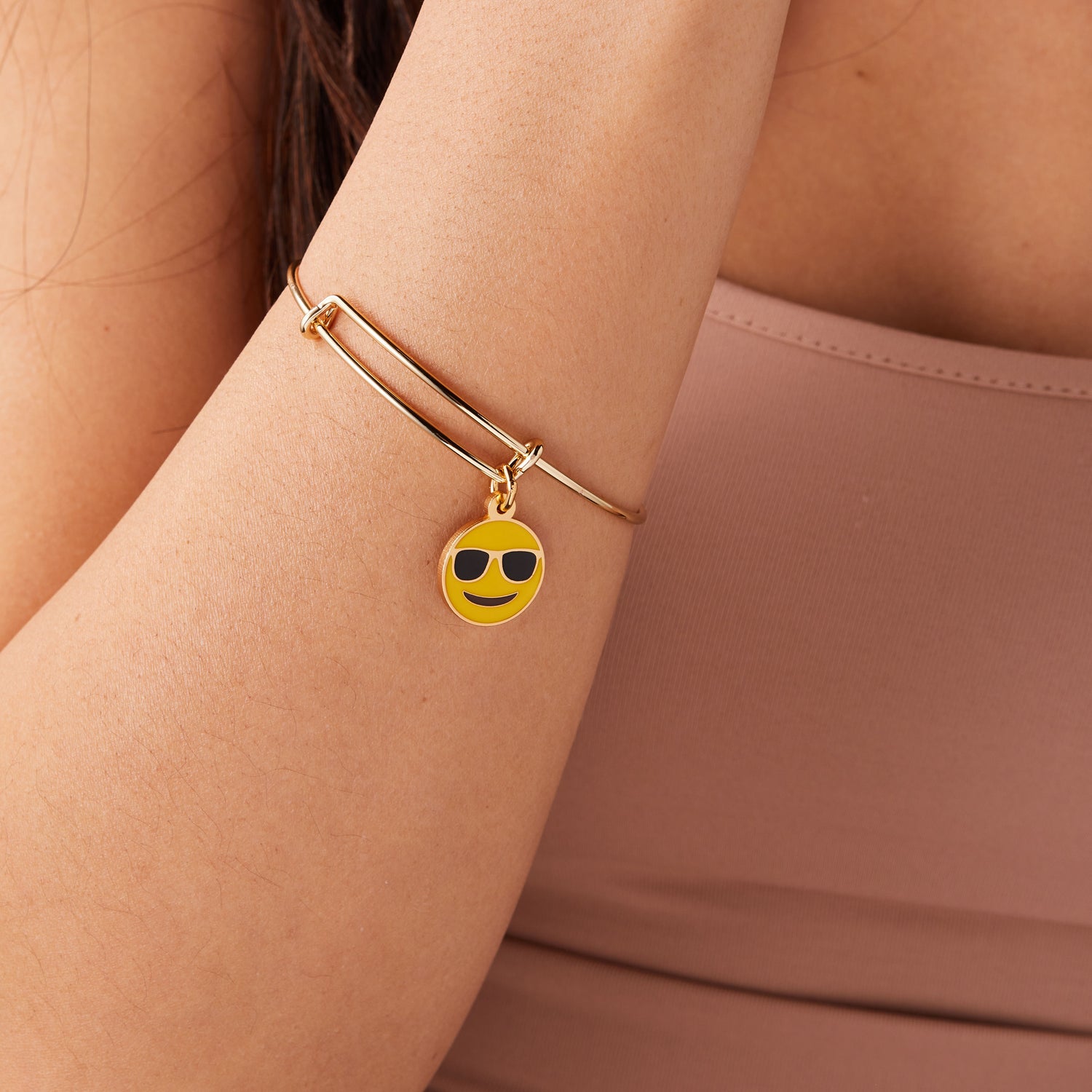 Sunglasses Emoji Charm Bangle Bracelet