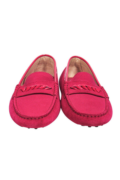 Almindeligt Låne Dem Tod's - Magenta Suede Loafers w/ Patent Details Sz 9 – Current Boutique