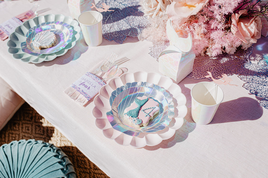 Mermaid Party Table Setting at Isabellas 4th Birthday