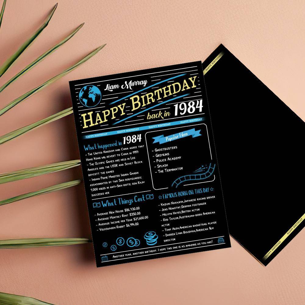 1984 Birthday decorations 38th birthday party sign birthday Gift Ideas for men or women Back in 1984 Poster 37th birthday NEWSPAPER Sign