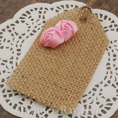 DIY Burlap Tag with Satin Roses