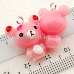 Cabochon Resin Teddy Bear with Eye Bolt