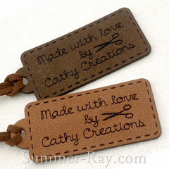 Personalized Microfiber Made-with-Love Suede Tags