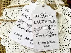 Personalized Love Laughter and Happily Ever After Wedding Favor Tags