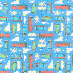 All Aboard with Thomas & Friends - Trains Sodor Blue Yardage