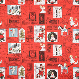 All About Christmas - Post Red Digitally Printed Yardage