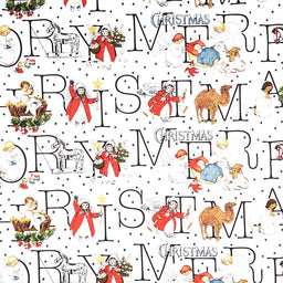 All About Christmas - Story White Digitally Printed Yardage