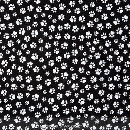 Animals - Paw Prints Black/White Yardage