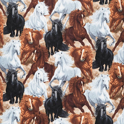 Animals - Running Horses Multi Yardage