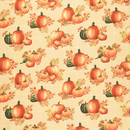 Autumn Elegance - Pumpkins Bisque Metallic Yardage