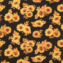Autumn Elegance - Sunflower Black Metallic Yardage
