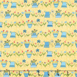 Backyard Happenings - Watering Can Yellow Yardage