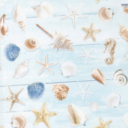 Beach Is My Happy Place - All Over Seashells Aqua Yardage