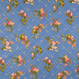 Belle Epoque - Blue Bias Plaid Floral Yardage