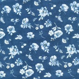 Blue Breeze - Floral Toss Blue Yardage